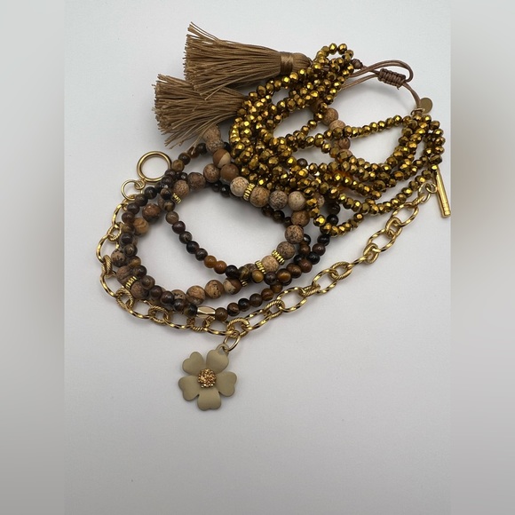 Boho Chic Brown & Gold Stacked Bracelet Set - Stylish Flirty Bracelets Set - Picture 15 of 16